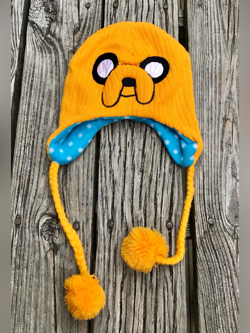 CARTOON NETWORK Adventure Time Fleece Lined Jake Dog Sweater Cap Hat One Size